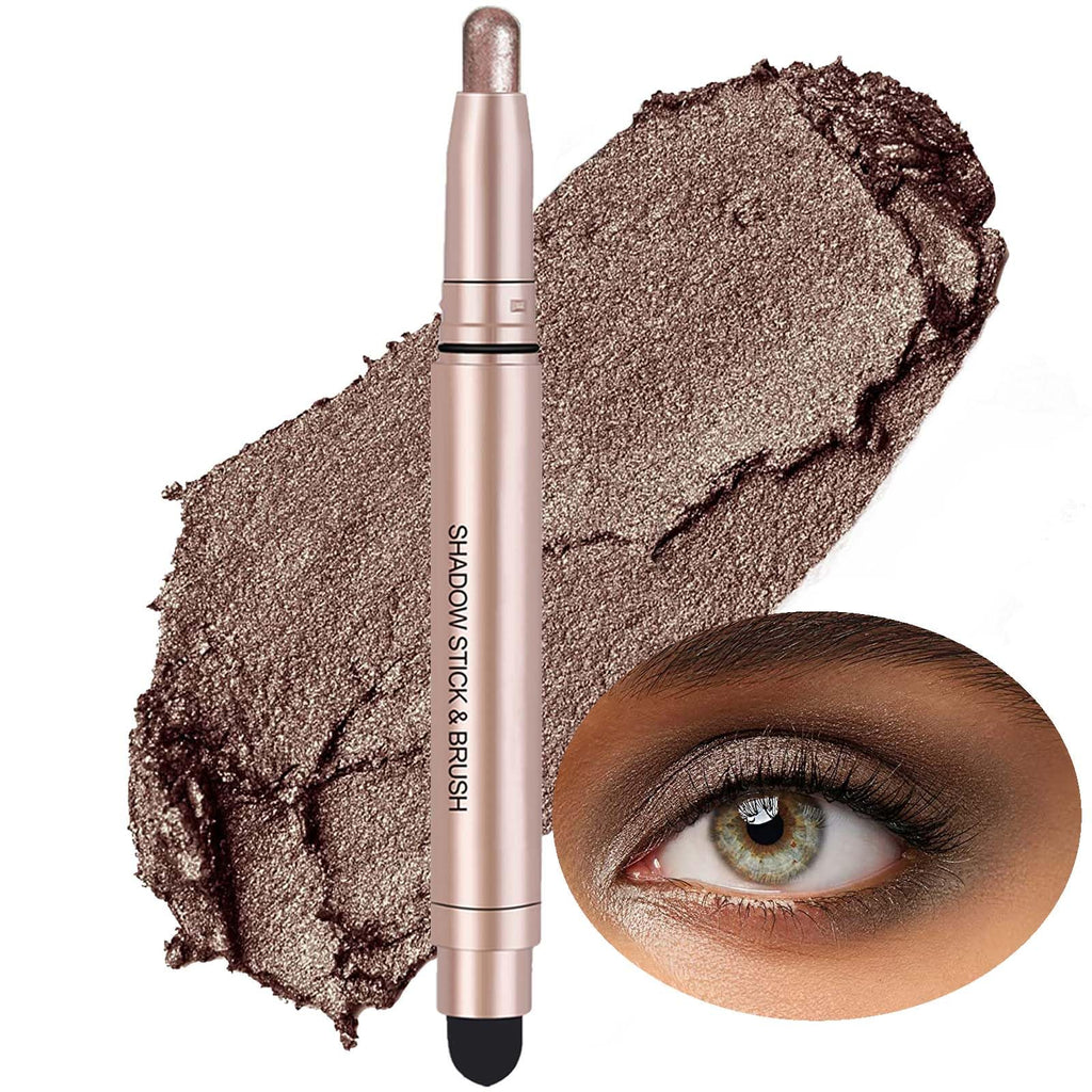 Qeetvia Dark Brown Eyeshadow Stick Makeup, Waterproof Hypoallergenic Long Lasting Cream Eye Shadow Pencil, Highlighter Matte Crayon eyes liner, Glitter Primer Palette Shimmer Eyeliner Pen