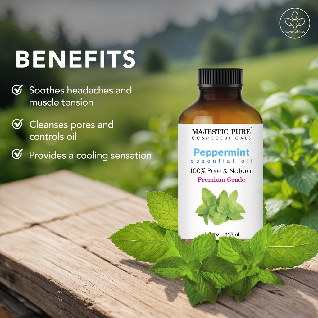 Majestic Pure Peppermint Essential Oil for Diffuser - 4 Fl Oz (Pack of 2)
