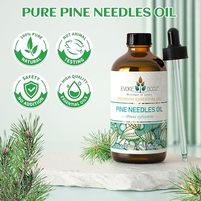EVOKE OCCU Pine Needle Essential Oil for Diffuser, Aromatherapy, Hair Care