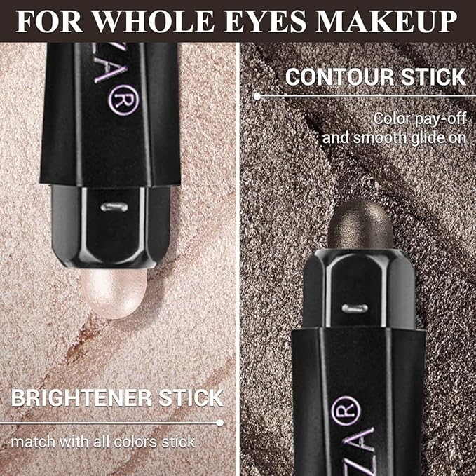 LUXAZA 6PCS Eyeshadow Stick Makeup Sets, Smoky Brown Cream Eyeshadow Pen,Metallic And Matte Shimmer Eye Shadow Eye Brightener Stick Pencil Crayon, B02-Fall Brown