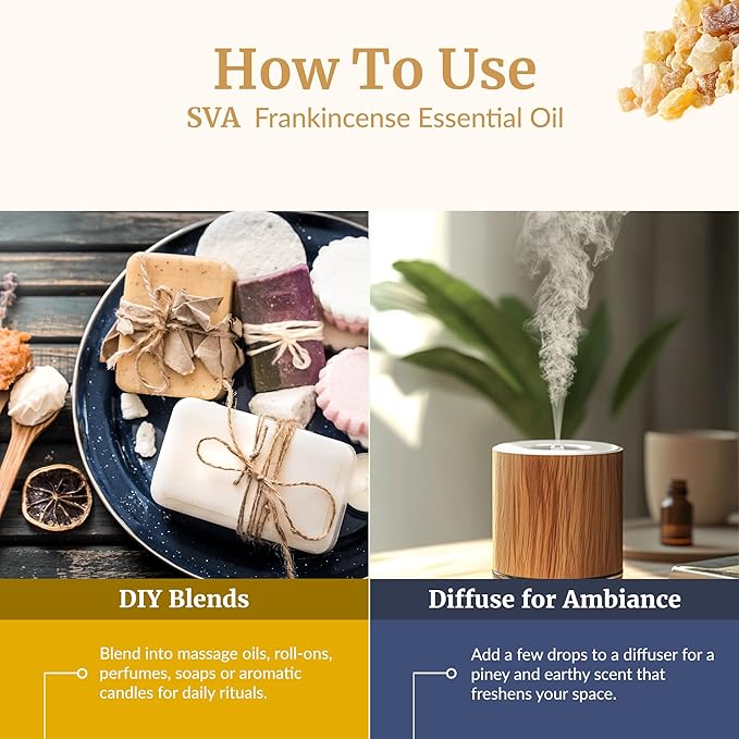 SVA Frankincense Essential Oil in Glass Bottle, 1/3 Fl Oz (10 ml)
