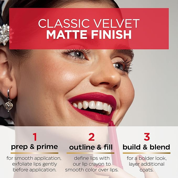 Mirabella - Velvet Matte Lip Crayon, Retractable Highly-Pigmented 2-in-1 Makeup, Long-Lasting Hydrating Lipstick Crayon + Lip Liner, Moisturizing Cream-to-Matte Lipcare Formula, Nearly Nude