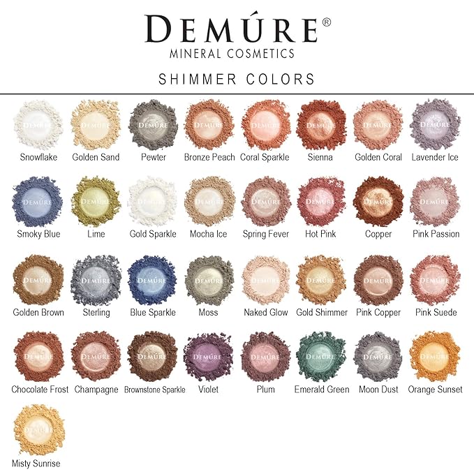 Demure Mineral Make Up (Misty Sunrise) Eye Shadow, Shimmer Eyeshadow, Loose Powder, Glitter Eyeshadow, Eye Makeup, Professional Makeup