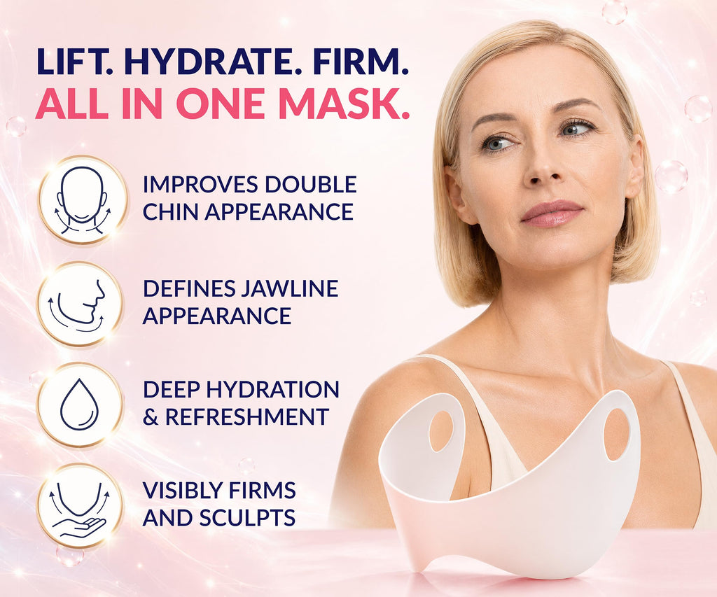 Stylia V Line Lifting Collagen Mask - Lift, Firm & Contour Jawline - Tightening Double Chin Strap with Hyaluronic Acid & Aloe - Neck Tightening and Lifting Mask - Jawline Shaper Face Lift Tape (5PC)