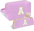 Sernaxi Personalized Initial Makeup Bag Trendy Stuff Corduroy Cosmetic Bag Travel Toiletry Bag, Valentine’s Day Gift Makeup Organizer Case & Makeup Pouch for Women teen Girls Mom Girlfriend Wife