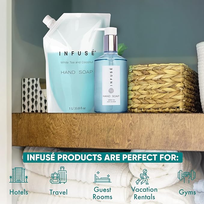 INFUSÉ 1 Liter Hand Wash Refill Bag for Hotel Soap Dispensers, Bulk