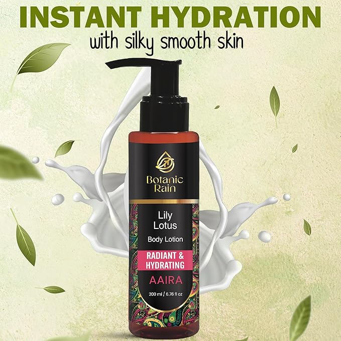 Botanic Rain Organic Body Lotion for Dry & Crepey Skin – Lightweight Non-Greasy Ayurvedic Daily Moisturizer with Lily & Lotus, 6.76 fl oz (2)