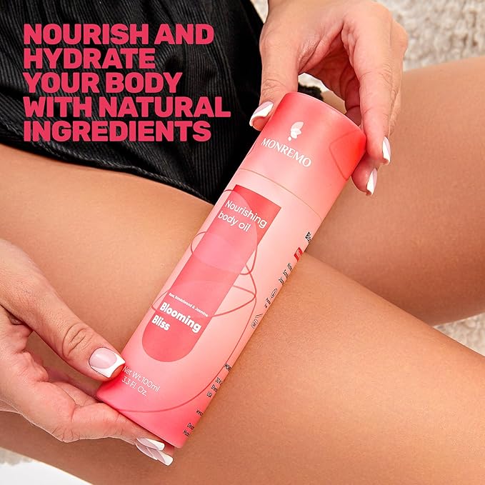MONREMO After Shower Body Oil for Women, Rose Jasmine Scent, 3.3 Fl Oz