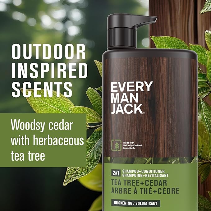 Every Man Jack Men's Tea Tree Shampoo & Conditioner 2-in-1, 24 oz