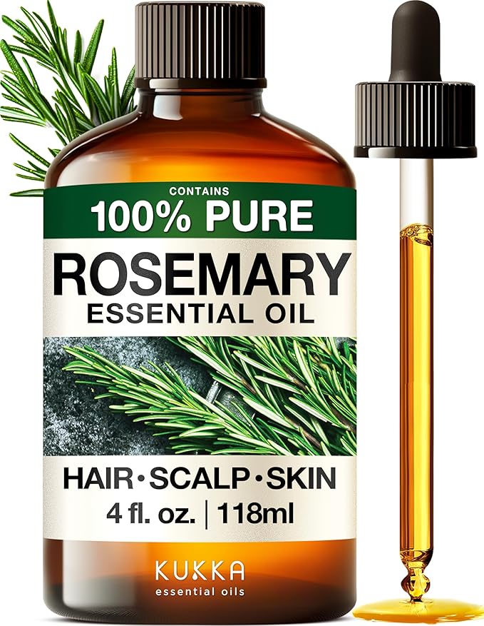 100% Pure Rosemary Oil - 4 Fl Oz Rosemary Essential Oil for Hair, Skin, Diffuser, Aromatherapy & DIY Soap Making Scent