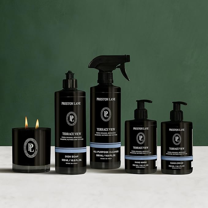 Preston Lane Hand Soap, Dish Soap, Candle & Cleaner Spray Set, Terrace View
