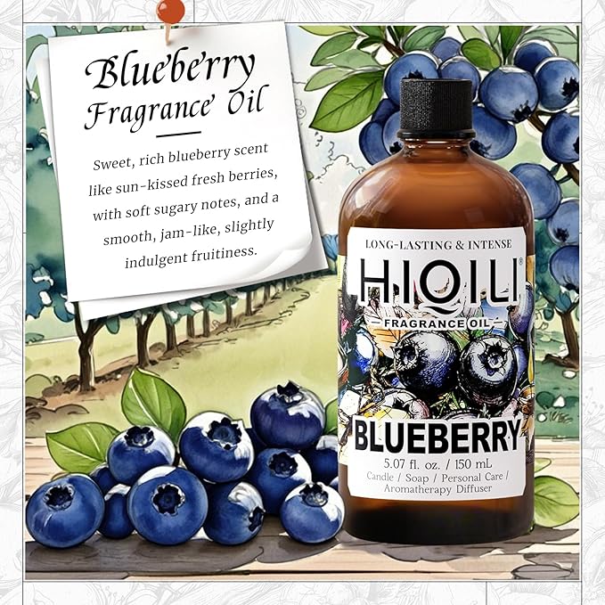 HIQILI Blueberry Fragranc Oil for Soap & Candle Making Supplies - 5.07Fl Oz
