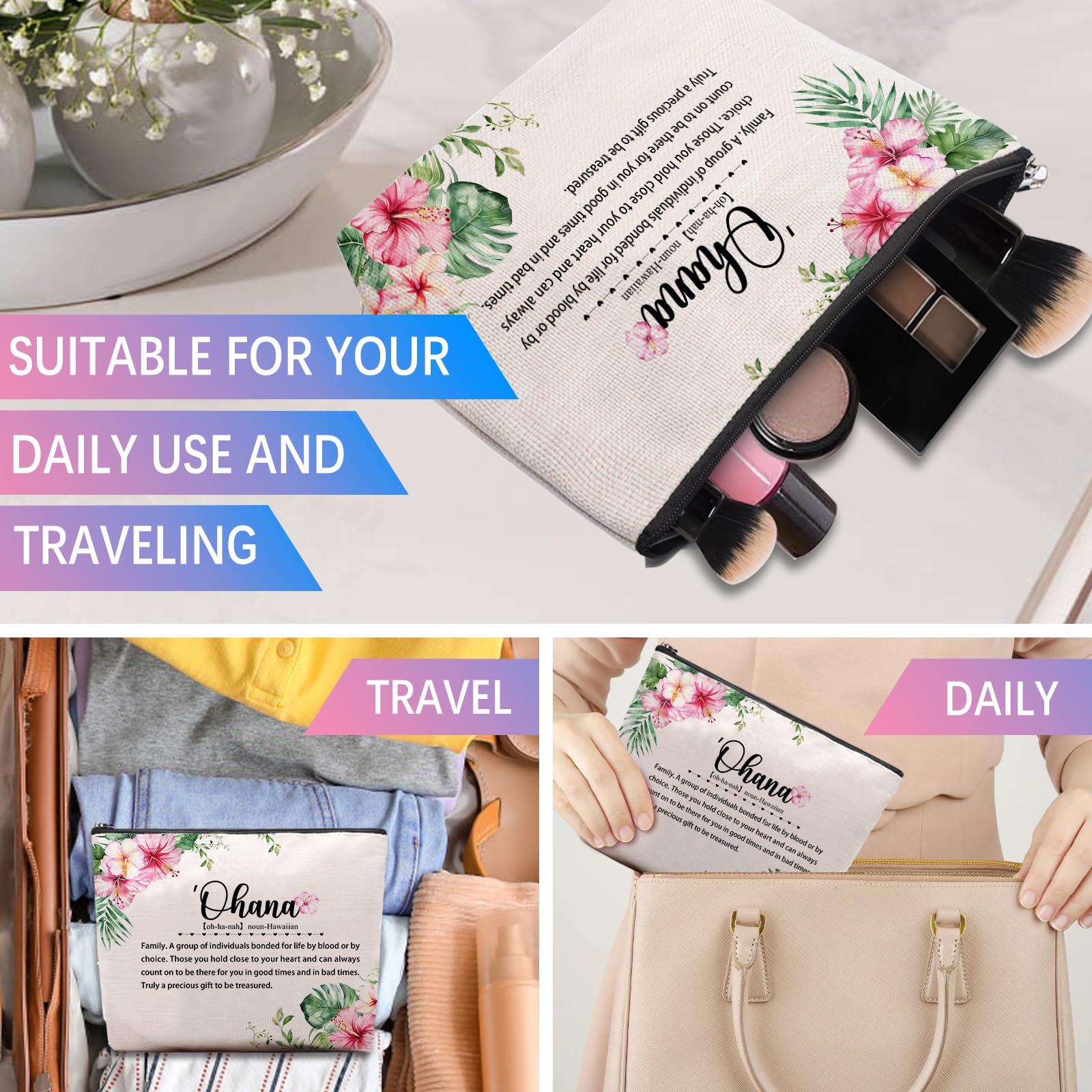 CEASQVAA Hawaiian Travel Souvenirs Gifts for Women - Makeup Bag Cosmetic Bag for Hawaii Trip, City Themed Travel Essentials Bag Pouch