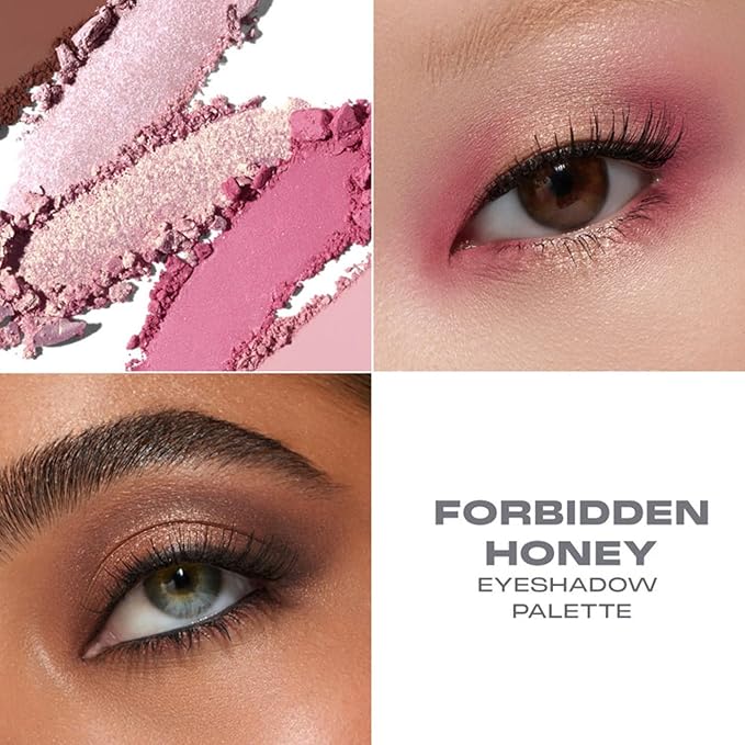 Morphe Forbidden Honey Artistry Palette - Foil-Effect Eyeshadow Palette with Matte, Shimmer & Foil Finishes - Pink & Brown Eyeshadow with Luminous Payoff (0.35 oz)
