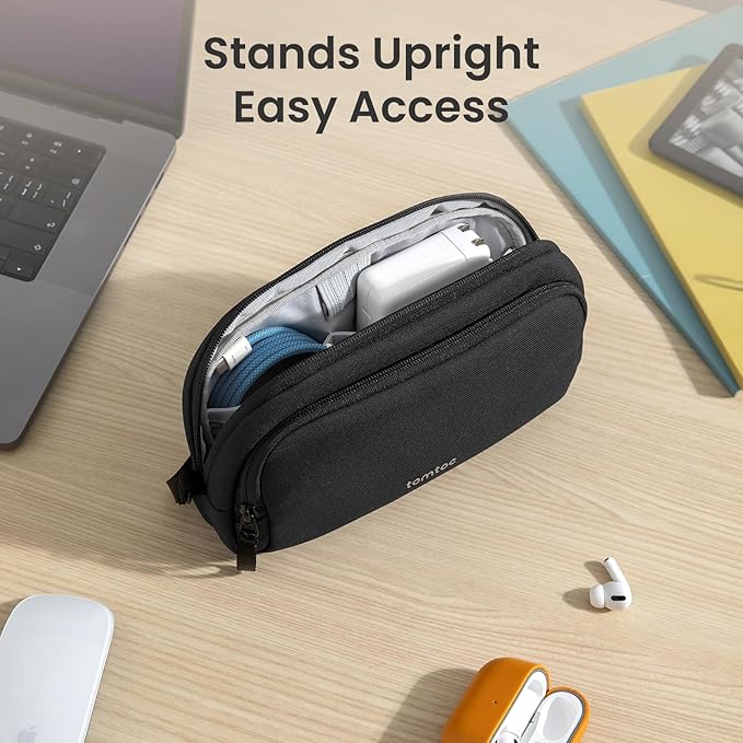 tomtoc Electronic Organizer Travel Case, Dual Compartment Tech Organization