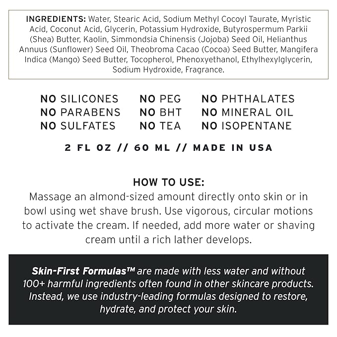 SUPPLY Ultra Lather Shaving Cream Sandalwood & Cedar - Hypoallergenic Formula for Men - 3.4 Oz Jar - Naturally Soothes and Protects, Guards Against Razor Burn and Irritation