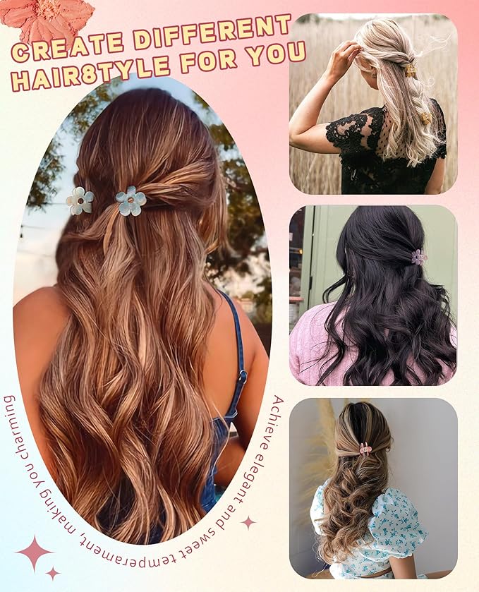 CHLINS 12 Pcs Small Hair Clips for Women, Cute Acrylic Mini Claw Clips Accessories for Thin Fine Hair, Non-Slip Little Jaw Clamps for Half Updo Styling & Bangs