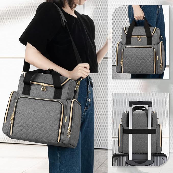 LUXJA Travel Makeup Bag with 2 Removable Makeup Cases, Gray