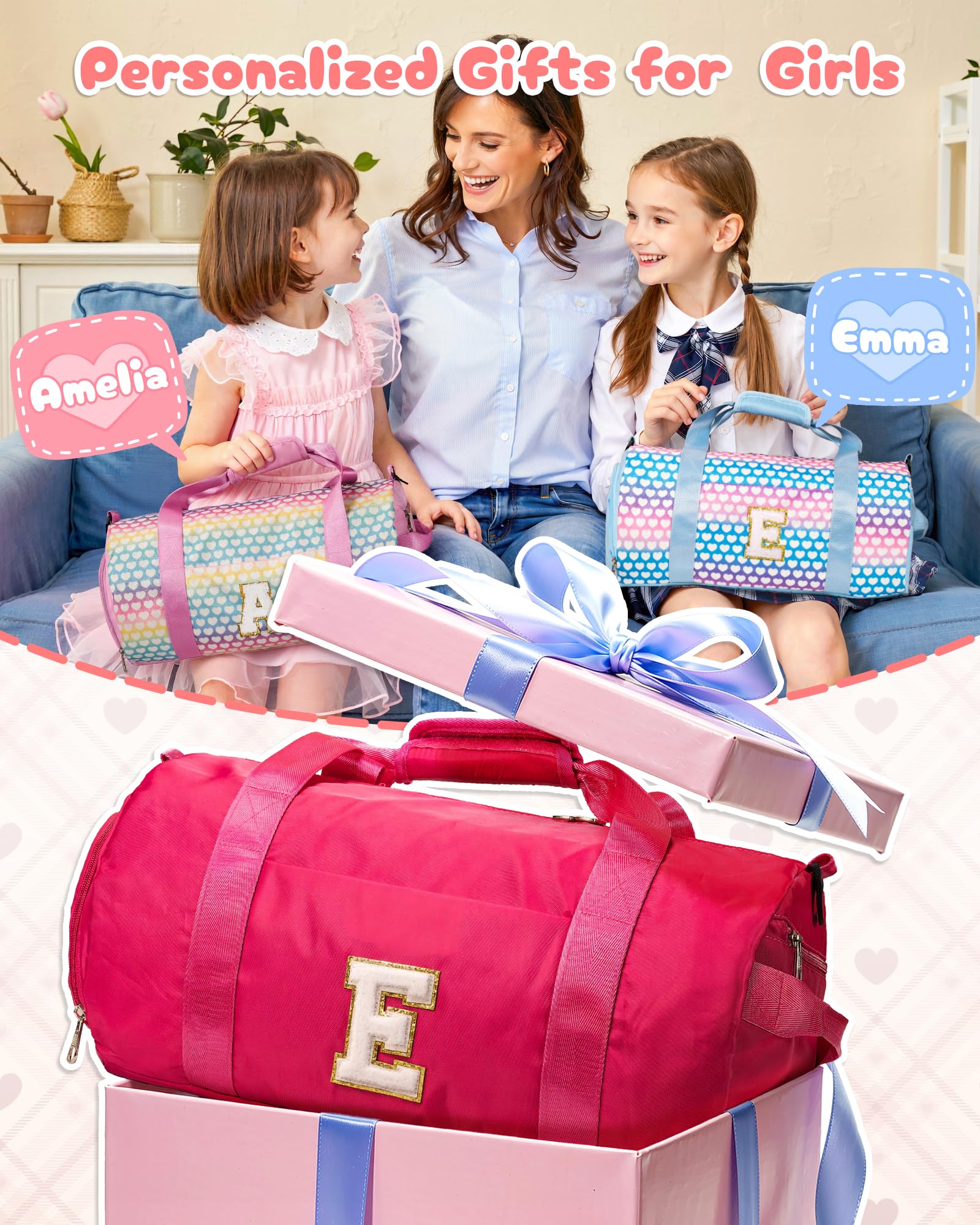 Vogewood Customized Initial 8 Year Old Girl Birthday Gift, Girls Travel Bag