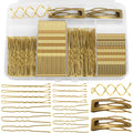 FLAREANN Gold Bobby Pins Set with U Shape Pins, Spiral Pin & Snap Clips