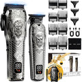 BESTBOMG Professional Cordless Mens Hair Clippers & Beard Trimmer Kits & Sets,Metal Hair Clippers Cutting Grooming Kit with Long Battery Life for Family Barber Use (Gray)