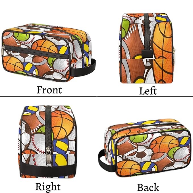 Bardic Sport Baseball Portable Travel Toiletry Bag, Volleyball Soccer Ball Cosmetic Organizer Makeup Bag Shower Shaving Bag for Men Women