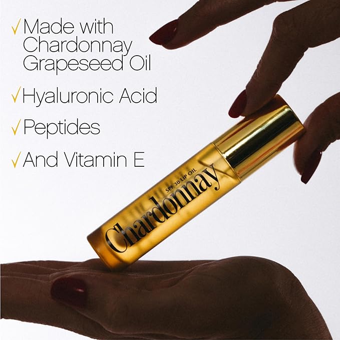 Vacation Chardonnay Lip Oil SPF 30, 0.2 Fluid Ounces, Pack of 2 - Hydrating SPF Lip Balm, Caramel Vanilla, Clear, Non-Sticky, Vegan