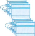 Fassave 6 Pack Mesh Zipper Pouch Bags, Double Layer Nylon Pouch with Handle for Office Travel Organization (Blue, A5)
