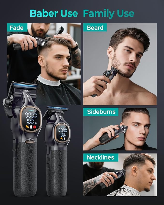 VGRPRO Professional Hair Clippers for Men, Cordless Clipper and Trimmer Set
