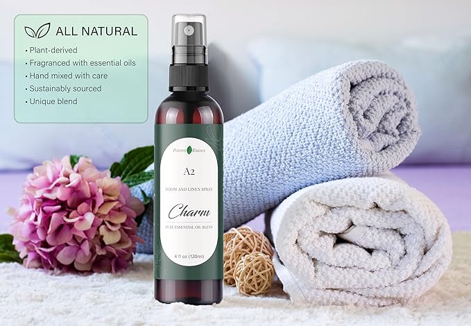 A2 Charm Room & Linen Spray with Essential Oils, Vegan, 4 fl oz