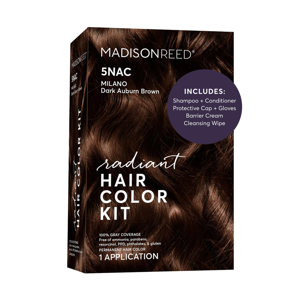 Madison Reed Radiant Hair Color Kit - 5NAC Dark Chocolate Brown with Copper-Auburn Undertones (Milano Brown), Permanent Hair Dye, Dimensional Superior Gray Coverage | PPD-Free & Ammonia-Free, 1 Pack