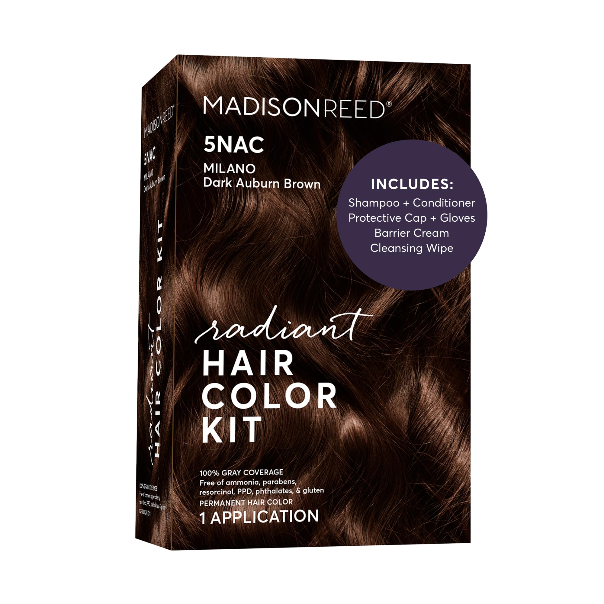 Madison Reed Radiant Hair Color Kit - 5NAC Dark Chocolate Brown with Copper-Auburn Undertones (Milano Brown), Permanent Hair Dye, Dimensional Superior Gray Coverage | PPD-Free & Ammonia-Free, 1 Pack