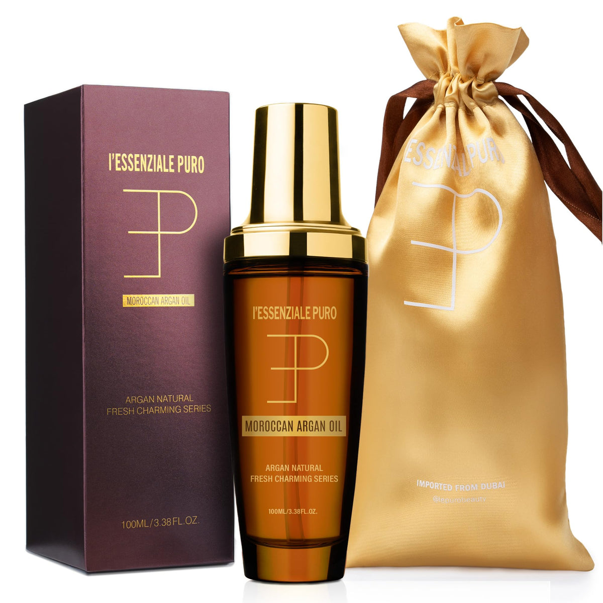 LEPURO Moroccan Argan Oil for Hair and Skin — Anti-Frizz, Non-Greasy, Shine