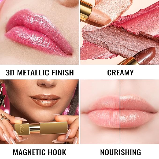Oulac Glitter Lipstick for Women with Metallic 3D Shine Lightweight Hydrating Formula, High Impact Lip Color, Full Coverage Lip Makeup, Vegan & Gluten Free, Viva La Vida(25)