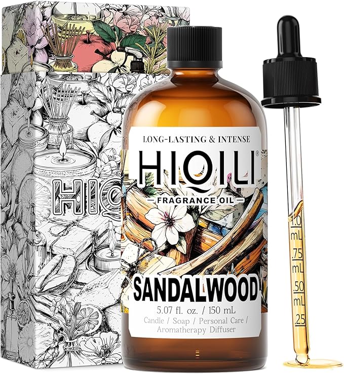 HIQILI Sandalwood Fragrance Oil, DIY Skin Care & Body Product - 5.07 Fl Oz