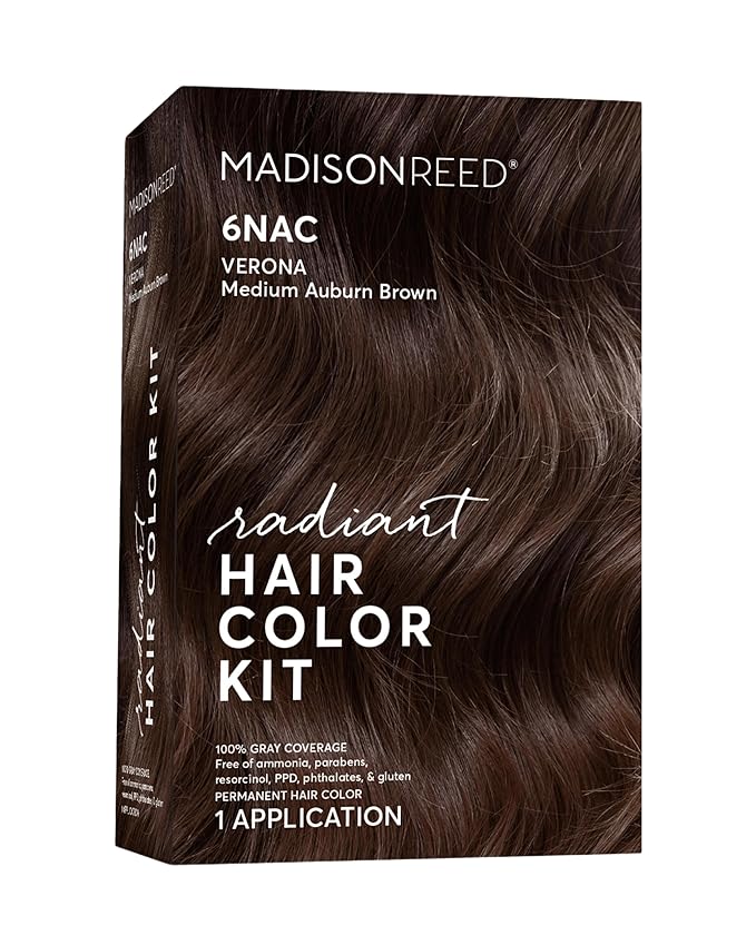 Madison Reed Radiant Hair Color Kit - 6NAC Medium Chocolate Brown with Copper-Auburn Undertones (Verona), Permanent Hair Dye, Dimensional Superior Gray Coverage | PPD-Free & Ammonia-Free, 1 Pack
