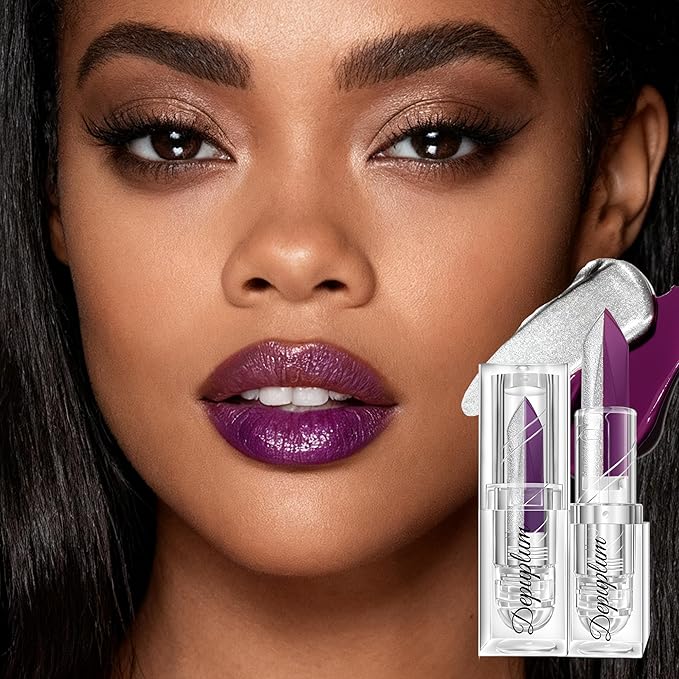 Depuplum Purple Matte Lipstick Silver Lipstick Ombre Lips Dual Tone