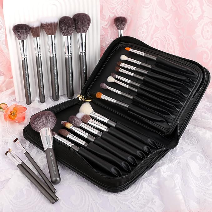 docolor 29Pcs Makeup Brushes Set with Goat Synthetic Fiber, PU Flip Case