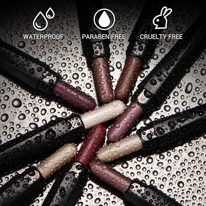 LUXAZA 6-Piece Matte and Shimmer Cream Eyeshadow Pencil Set, Waterproof Long Lasting Highlighter Stick, Champagne Rose Pink