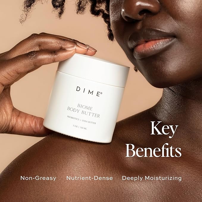 DIME Beauty Biome Body Butter - Probiotic Hydrating Body Cream for Dry Skin with Shea Butter, Squalane and Lactococcus Ferment, Non-Greasy Body Moisturizer, Vegan Cruelty-Free, 5 oz / 150 ml