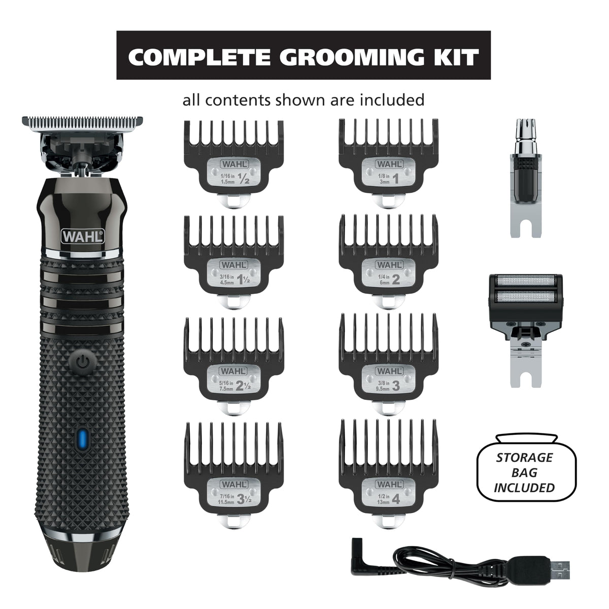 Wahl Pro Series High Visibility Cordless USB Skeleton Style Beard Trimmer