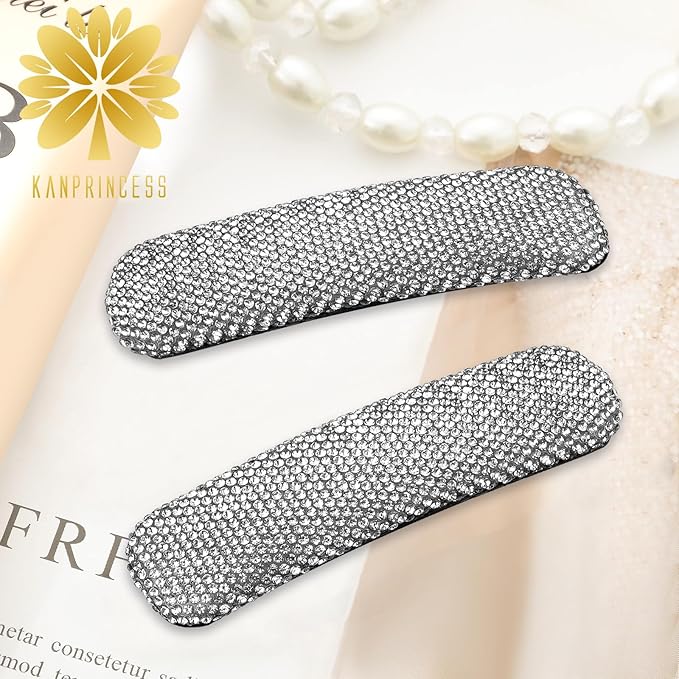 Kanprincess Sparkly Barrettes 2-Pack, Rhinestone Hair Clips for Women