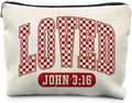 RYYCDOI Loved John 3:16 Bible Verse Makeup Bag, Trendy Christian Cosmetic Bags for Women, Christian Gifts for Women Makeup Pouch, Faith Based Gifts Zipper Pouch