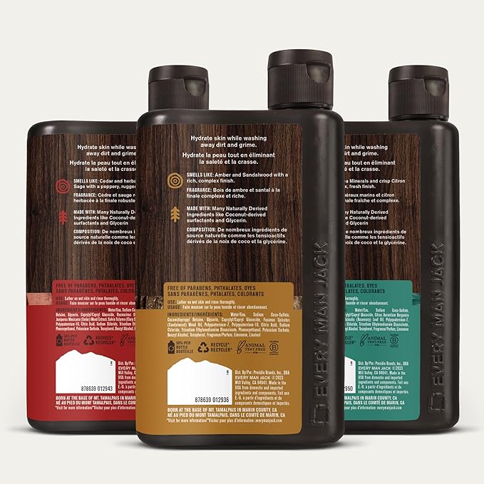 Every Man Jack Hydrating Body Wash for Men, Variety Pack, 13.5 oz (3pk)