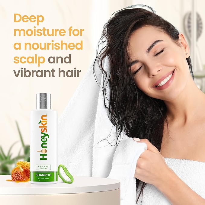 Honeyskin Hair Growth Shampoo for Men and Women with Manuka Honey – Supports Thinning Strands – Sulfate-Free Formula for Color-Treated Scalp & Dryness (16 oz)