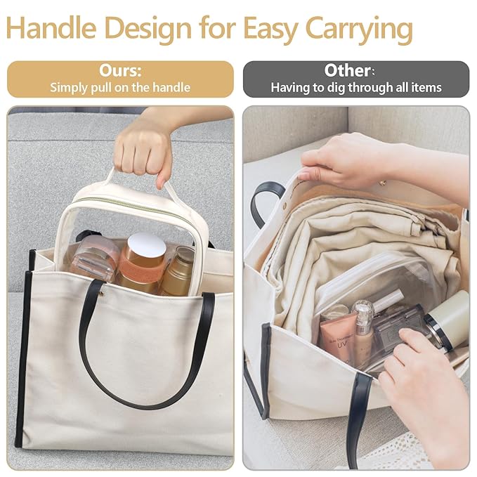 PACKISM Clear Makeup Bag Travel - TSA Approved Toiletry Bag, 2 Cream White