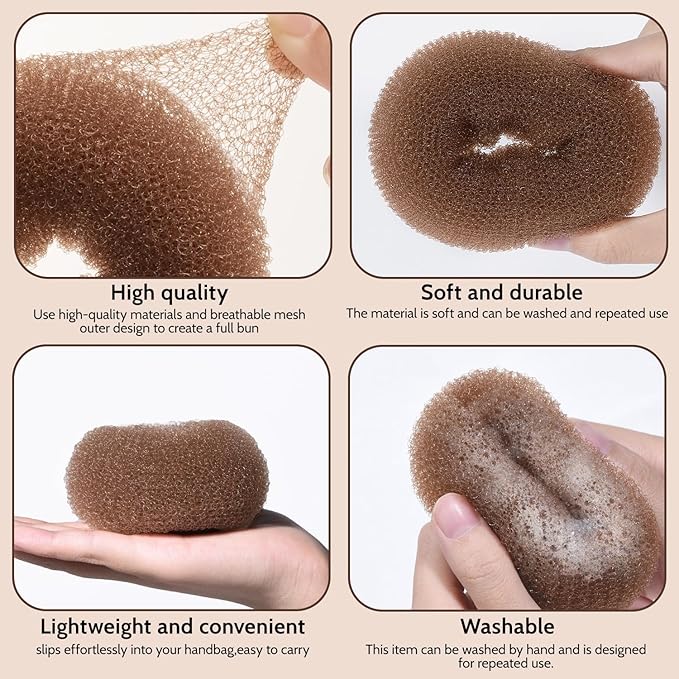 TsMADDTs Dount Bun Maker, Light Brown Hair Bun Maker for Ballet, Dance