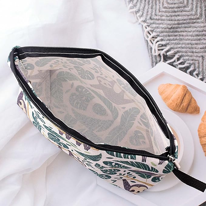 Pebarmnt Cute Animal Lovers Gifts Tropical Sloth Cosmetic Bag Makeup Pouch with Zipper (sloth)
