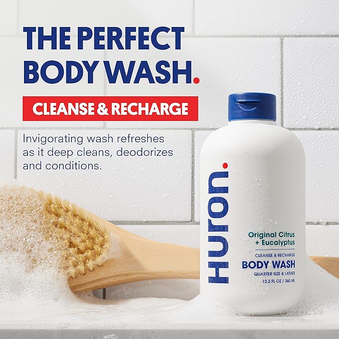 Huron Body Wash: Sandalwood + Amber, Citrus + Eucalyptus; 2-pack (11.3oz)