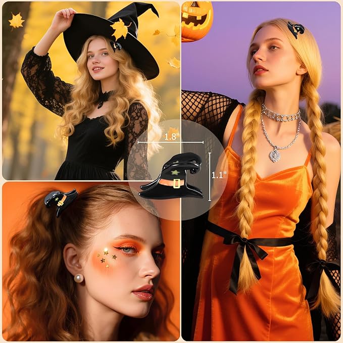 Halloween Mini Witch Hat Acetate Claw Original Cute Hair Clips for Women